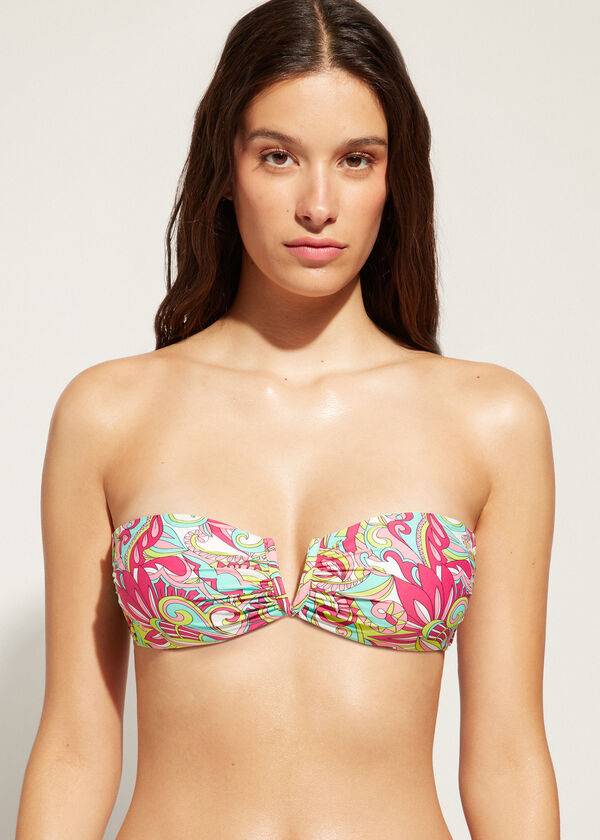 top bikini calzedonia bandeau londra da donna rosa