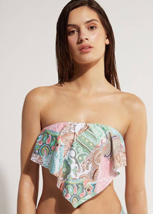 top bikini da donna turchese calzedonia bandeau saint tropez