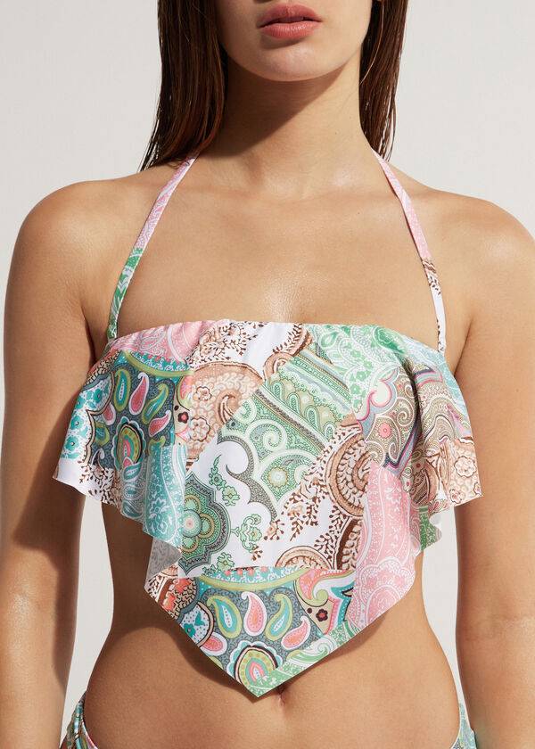 top bikini da donna turchese calzedonia bandeau saint tropez