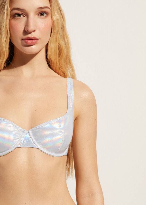 calzedonia balconcino effetto spalmato daytona reggiseno bikini donna argento