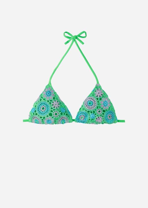 reggiseno bikini capri a triangolo con perizoma alluncinetto calzedonia da donna verde