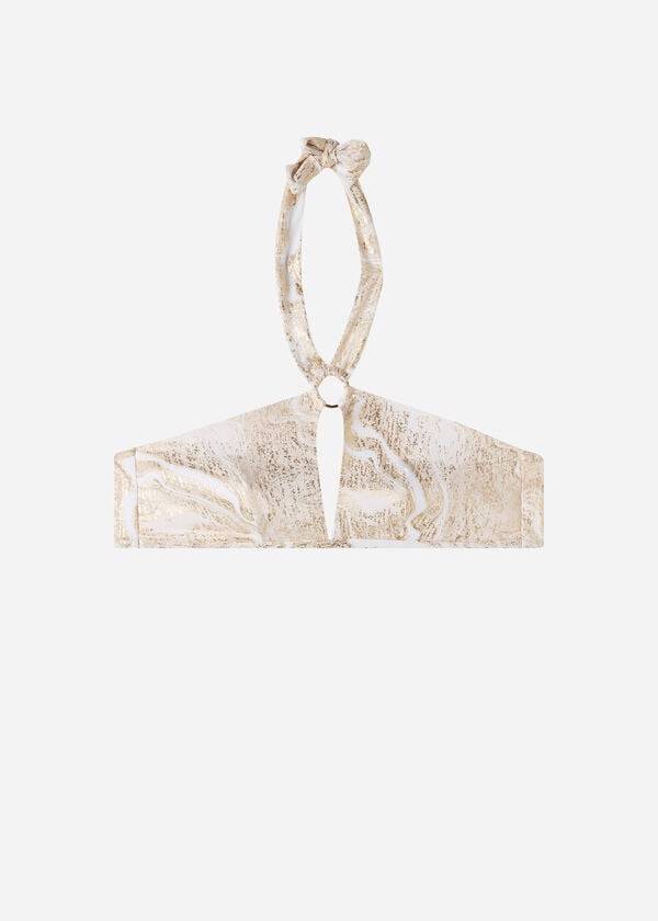 top bikini a fascia hollywood con cut-out calzedonia da donna color oro