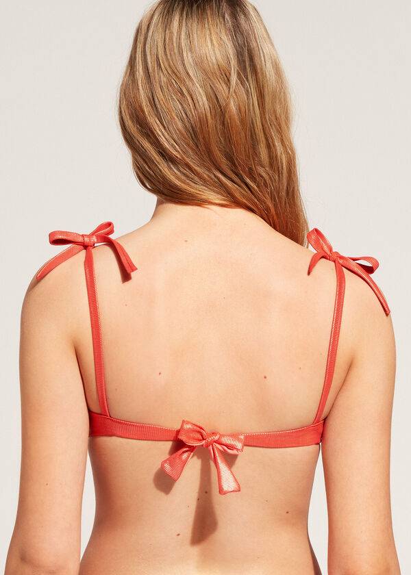 reggiseno bikini antigua con imbottitura graduata calzedonia da donna colore corallo e arancione