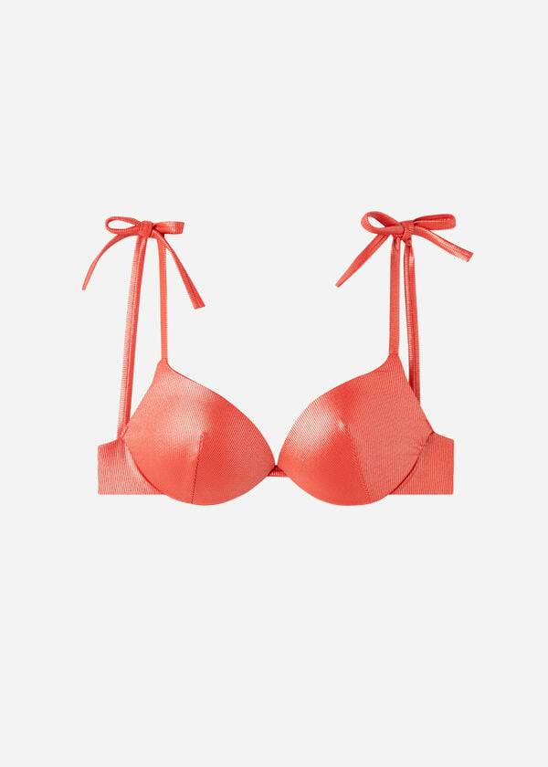 reggiseno bikini antigua con imbottitura graduata calzedonia da donna colore corallo e arancione