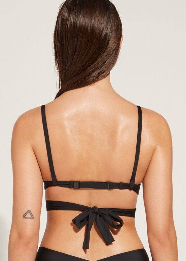 reggiseno bikini nero con imbottitura graduata e push-up calzedonia indonesia da donna