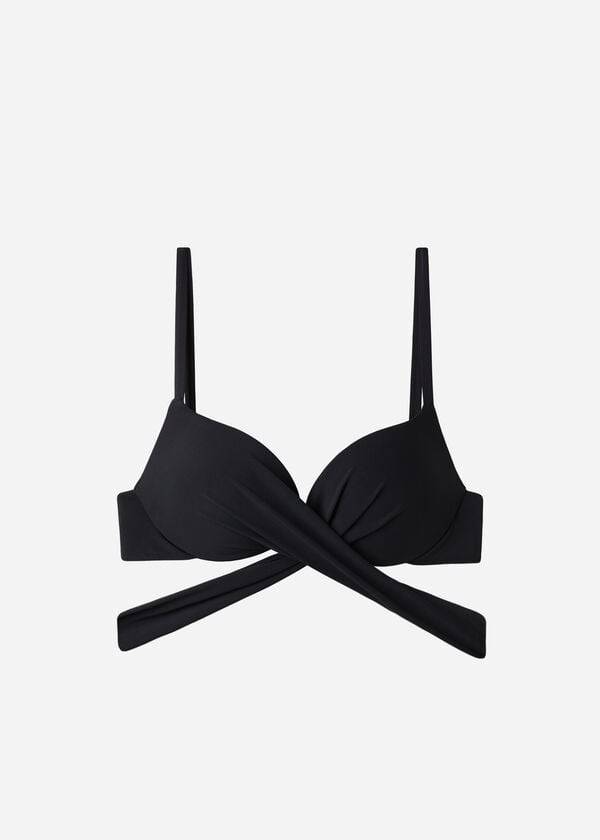reggiseno bikini nero con imbottitura graduata e push-up calzedonia indonesia da donna