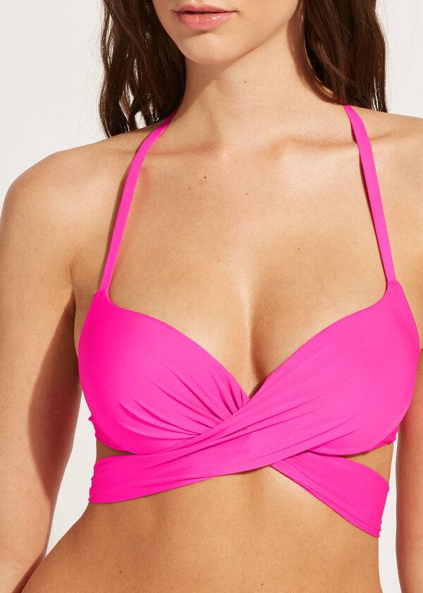 top bikini rosa da donna calzedonia con imbottitura graduata push-up indonesia