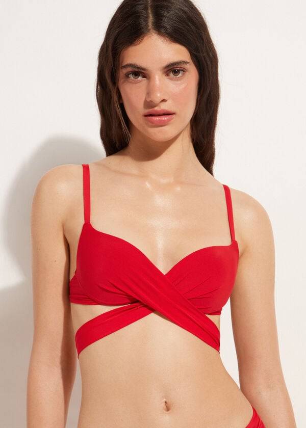 reggiseno bikini push-up imbottito graduato rosso calzedonia indonesia da donna