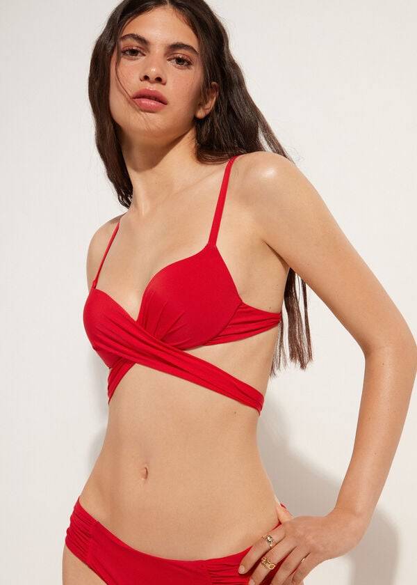 reggiseno bikini push-up imbottito graduato rosso calzedonia indonesia da donna