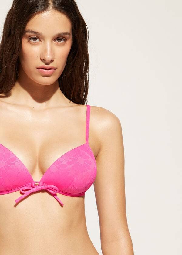reggiseno bikini antibes con triangolo imbottito graduato calzedonia da donna rosa