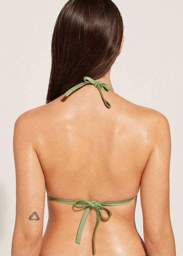 reggiseno bikini a triangolo imbottito graduato calzedonia cannes da donna verde