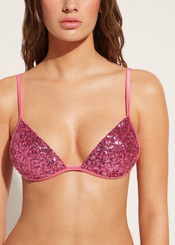 reggiseno bikini a triangolo imbottito graduato da donna calzedonia cannes rosa
