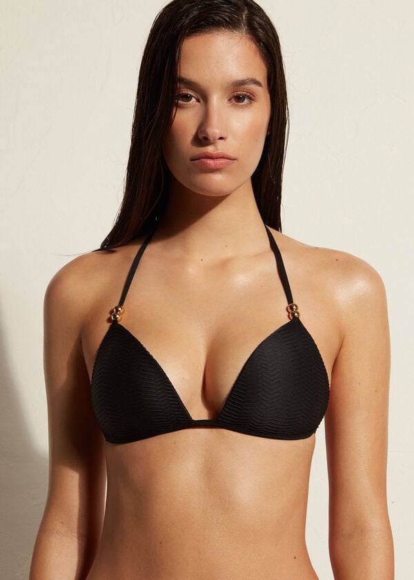 reggiseno bikini da donna casablanca con triangolo imbottito graduato calzedonia nero