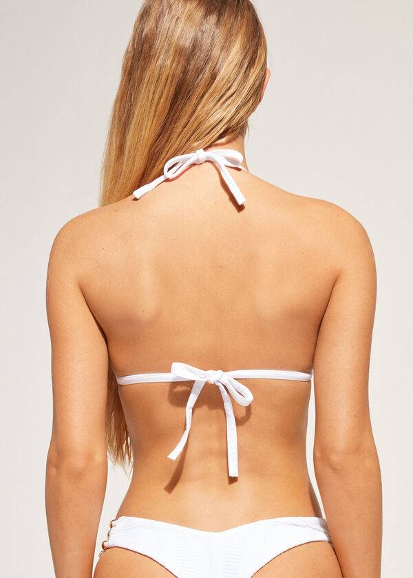 calzedonia triangolo imbottito graduato casablanca bikini top donna bianco