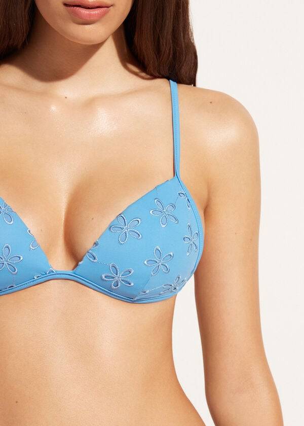 reggiseno bikini a triangolo con imbottitura graduata corfù calzedonia da donna blu