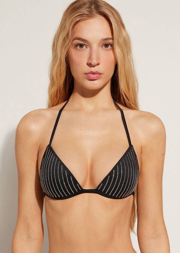 calzedonia triangolo imbottito graduato shanghai bikini top donna nero