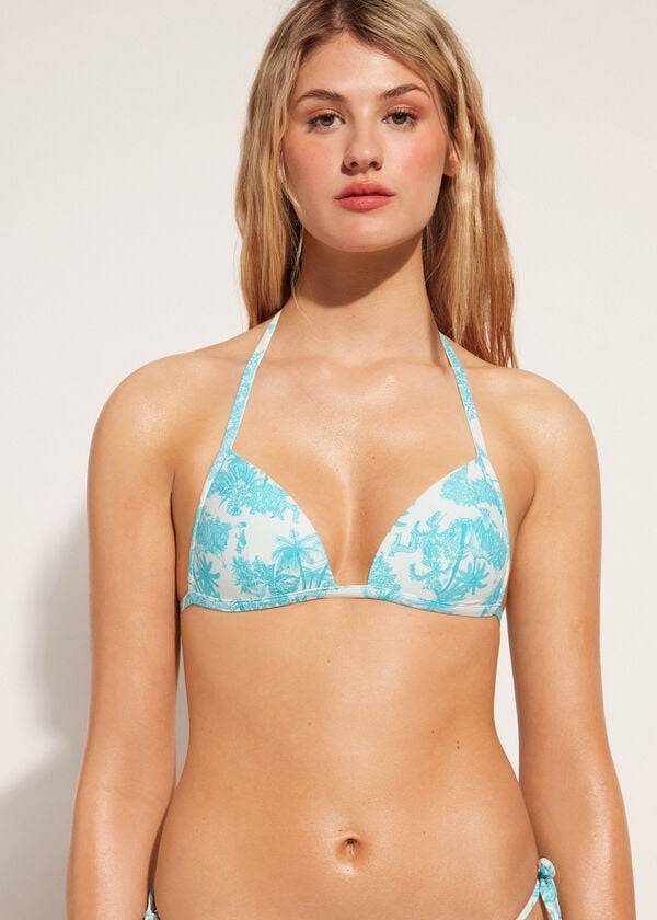 reggiseno bikini da donna sorrento con triangolo imbottito graduato calzedonia blu