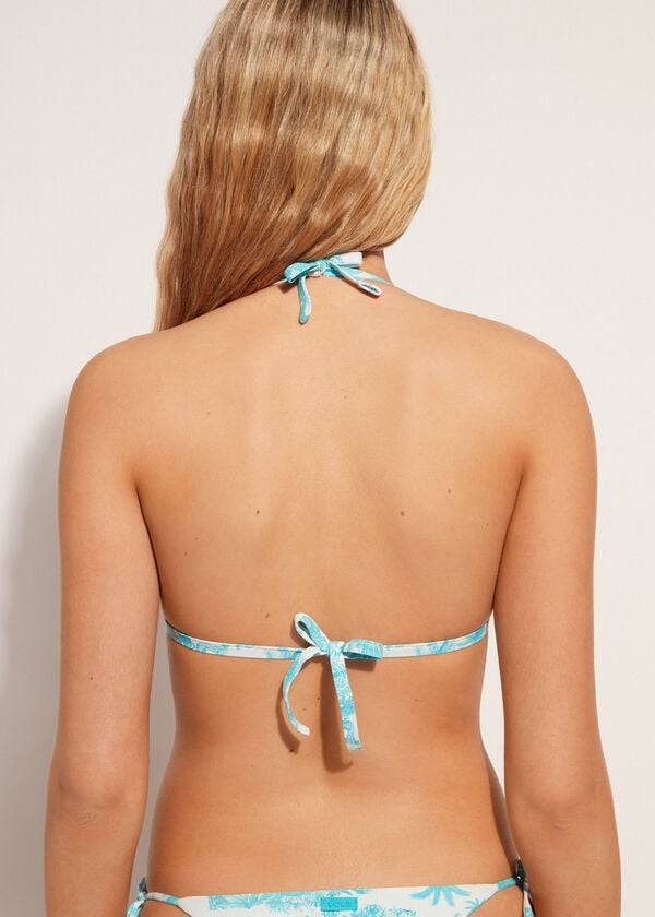 reggiseno bikini da donna sorrento con triangolo imbottito graduato calzedonia blu