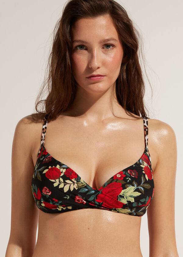 calzedonia triangolo imbottito morbido graduato nizza bikini top donna rosa nero