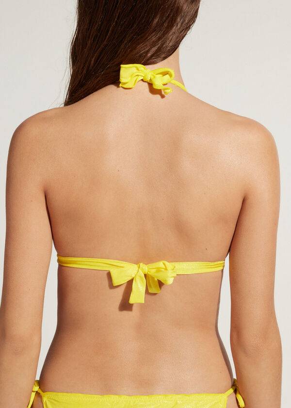 top bikini da donna a triangolo graduato giallo calzedonia formentera