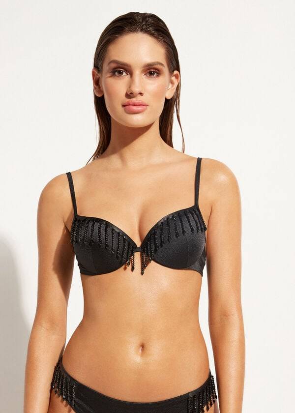 reggiseno bikini taipei leggermente imbottito e push-up calzedonia da donna colore nero