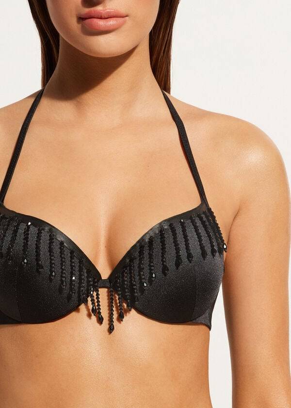 reggiseno bikini taipei leggermente imbottito e push-up calzedonia da donna colore nero