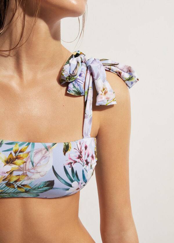 top bikini da donna calzedonia a fascia imbottita atene blu