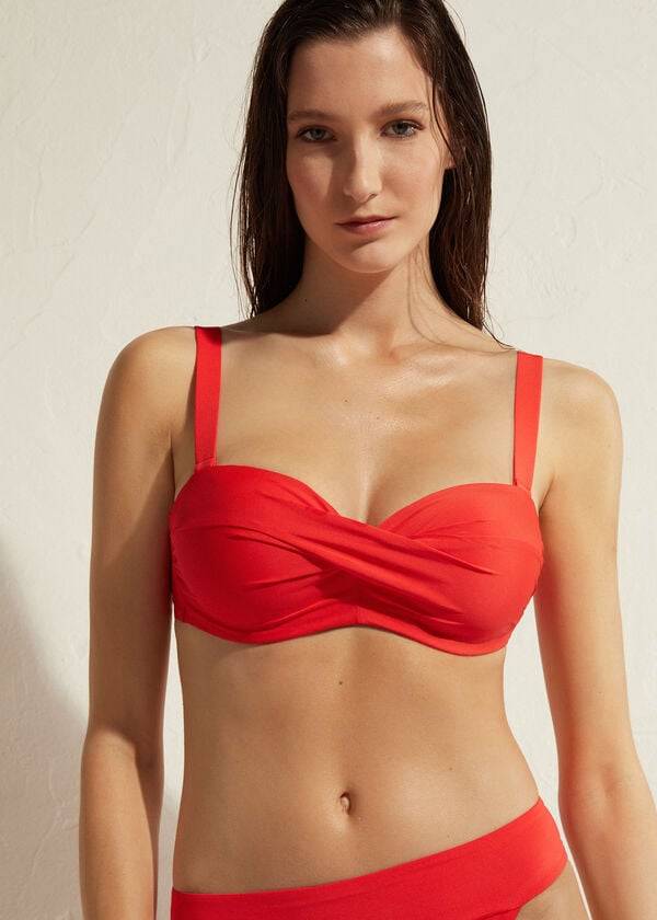 reggiseno bikini imbottito a fascia da donna calzedonia indonesia rosso
