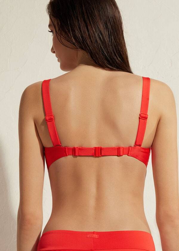 reggiseno bikini imbottito a fascia da donna calzedonia indonesia rosso