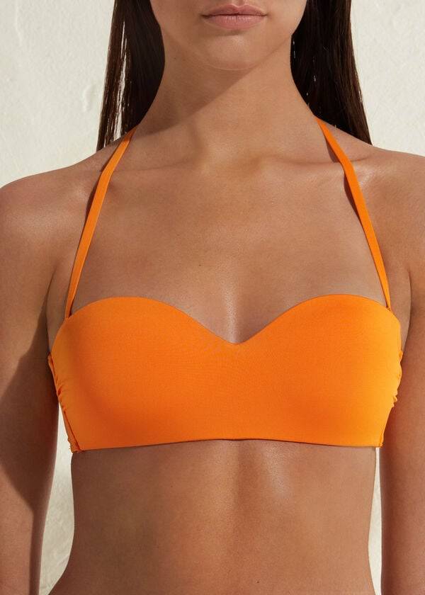 top bikini da donna calzedonia a fascia imbottita indonesia eco arancione
