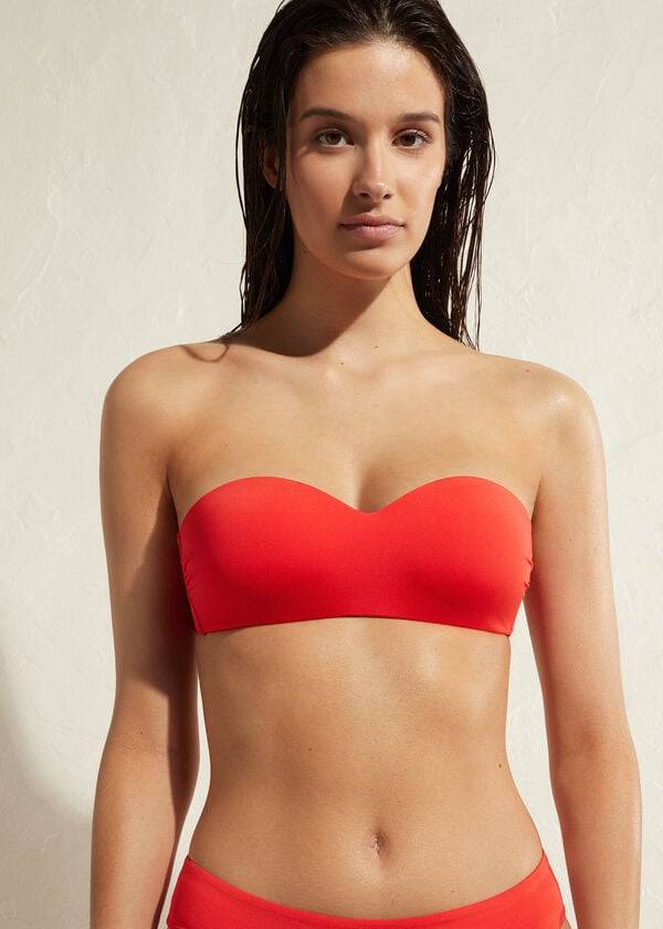 top bikini da donna calzedonia a fascia imbottita indonesia eco rosso