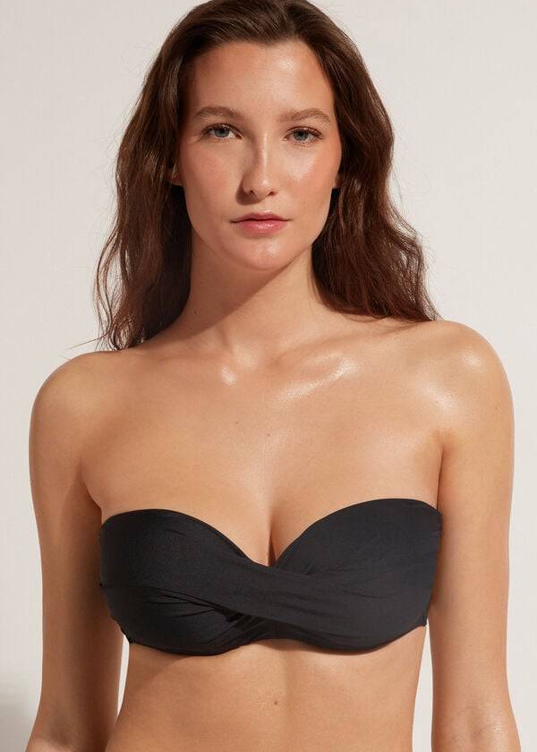 top bikini nero da donna calzedonia padded bandeau indonesia eco cobey
