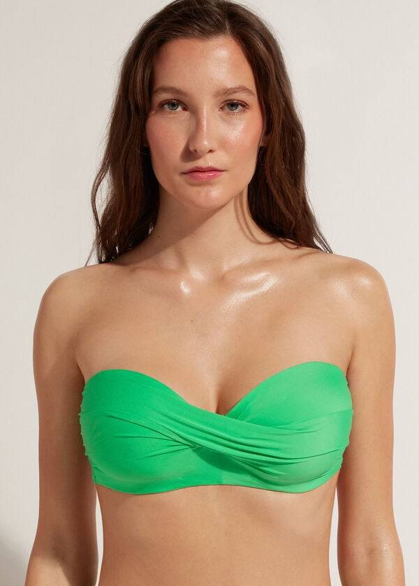top bikini da donna calzedonia a fascia imbottita indonesia eco cobey verde