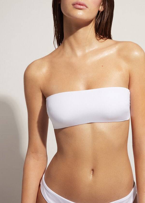 top bikini bianco da donna calzedonia con fascia imbottita indonesia eco rosa