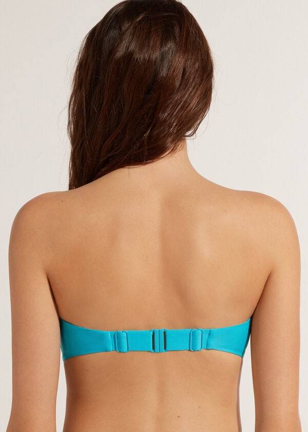 reggiseno bikini senza spalline imbottito a fascia da donna calzedonia color turchese