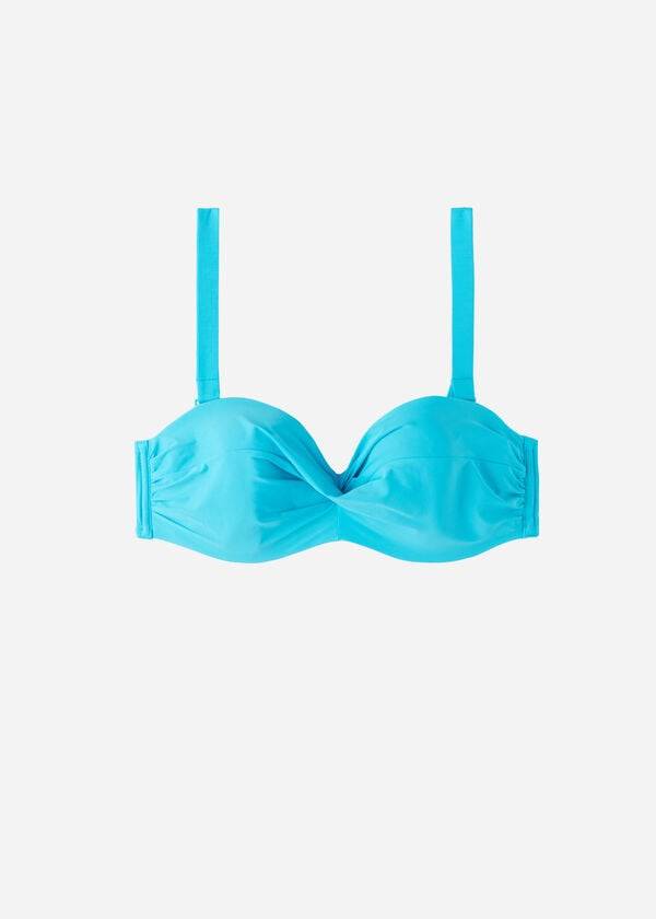 reggiseno bikini senza spalline imbottito a fascia da donna calzedonia color turchese