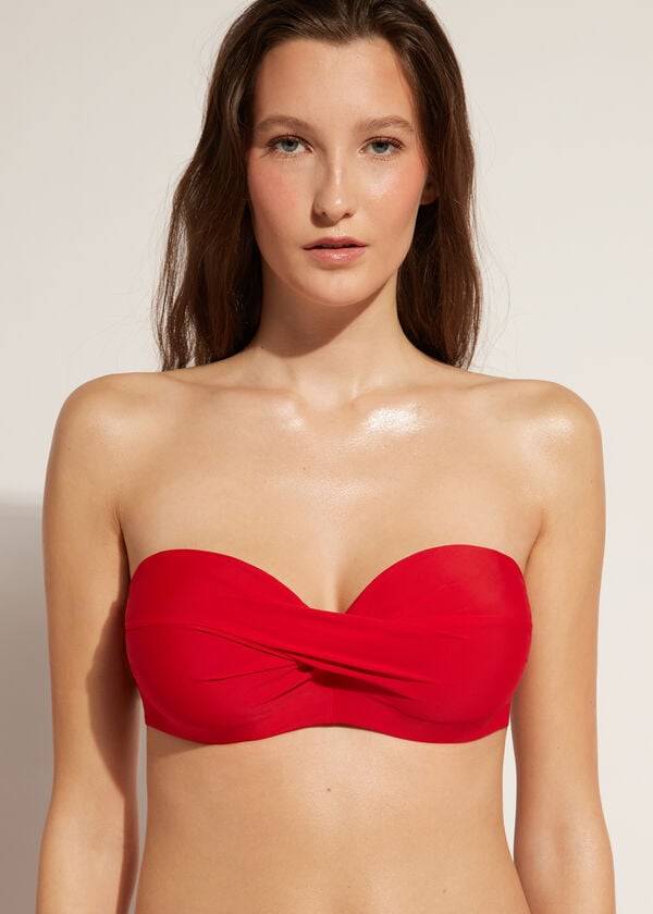reggiseno bikini senza spalline imbottito calzedonia indonesia da donna rosso