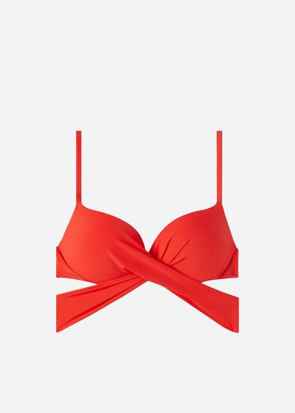 reggiseno bikini imbottito push-up rosso da donna calzedonia indonesia eco