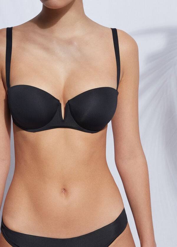 top bikini imbottito push-up nero da donna calzedonia indonesia eco rosa