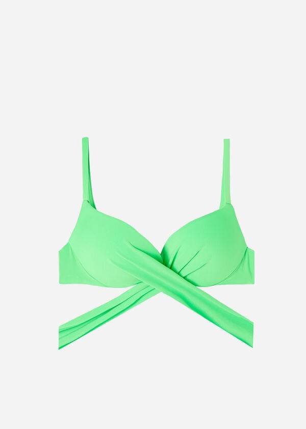 top bikini da donna imbottito push-up calzedonia verde chiaro indonesia eco rosa