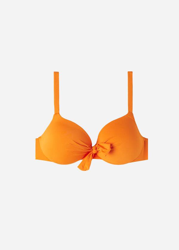 reggiseno bikini sexy ecologico imbottito push-up da donna calzedonia indonesia arancione