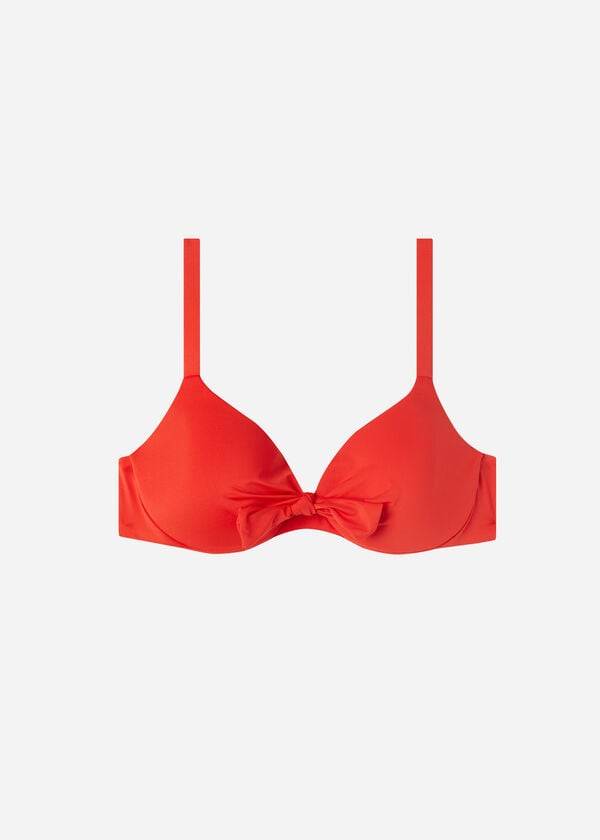 top bikini sexy ecologico imbottito push-up da donna calzedonia indonesia rosso