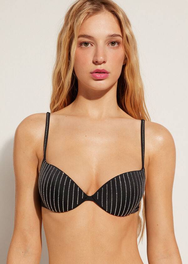 reggiseno bikini imbottito push-up shanghai calzedonia da donna nero