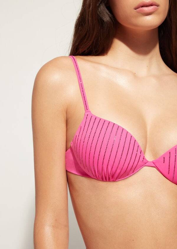 reggiseno bikini imbottito push-up shanghai calzedonia da donna rosa