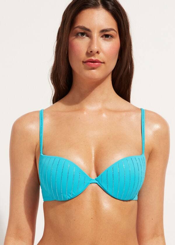 reggiseno bikini imbottito push-up shanghai da donna calzedonia color turchese