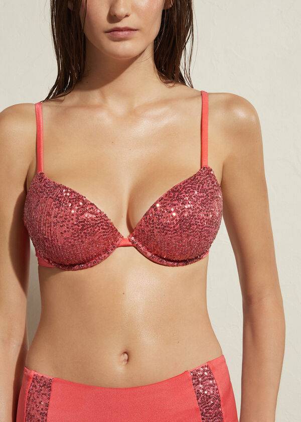 reggiseno bikini imbottito push-up rosa calzedonia cannes da donna