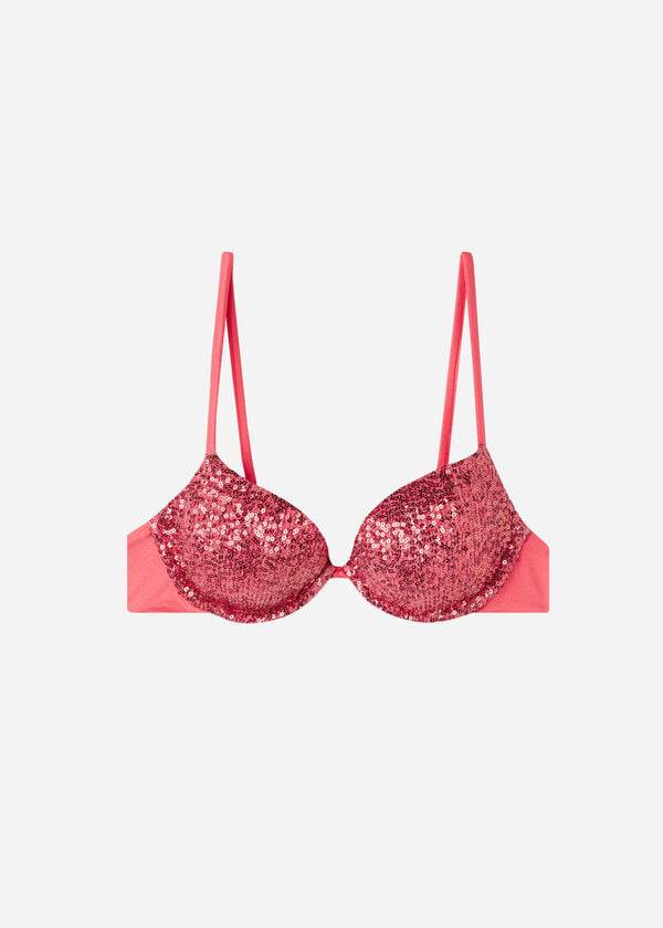 reggiseno bikini imbottito push-up rosa calzedonia cannes da donna