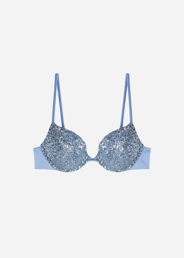 reggiseno bikini imbottito push-up cannes calzedonia da donna blu