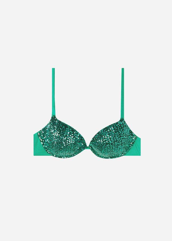 reggiseno bikini imbottito push-up verde calzedonia cannes da donna