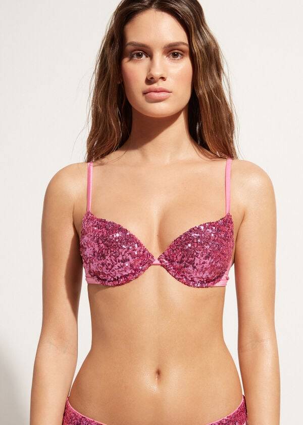 calzedonia padded push-up cannes rosa womens bikini tops pink